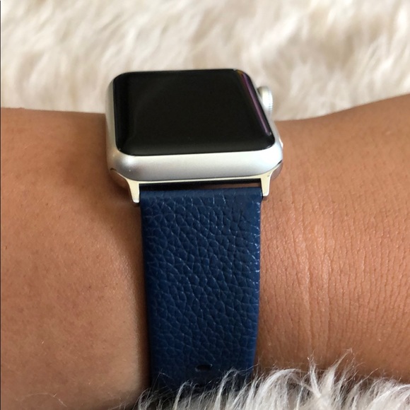 Apple Watch Blue Genuine Leather Band Strap - Picture 6 of 8